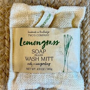 Two's Company Lemongrass Soap Wash Mitt - Natural and Green